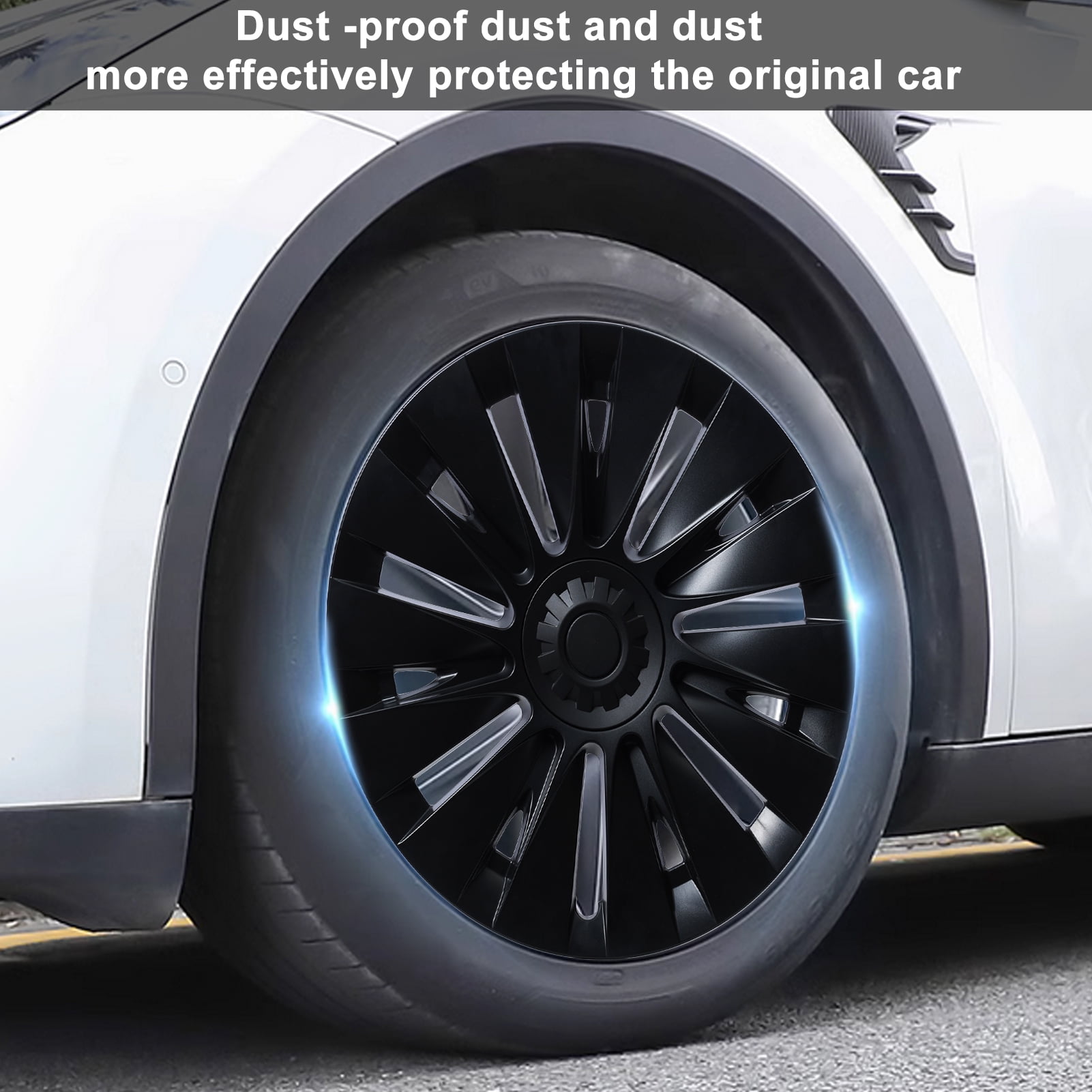 4Pcs/Set Wheel Cover Hubcap, Automotive Hub Caps, 19 Inches Modified Wheel Cover Replacement for Tesla Model Y