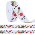 thumbnail image 1 of 1 rollo de 10 yardas de cinta de regreso a clases de 7/8 pulgadas de ancho, regla de autobús, cintas de grogrén escolares, tela estampada blanca, envoltura de regalos, cintas para manualidades, 1 of 9