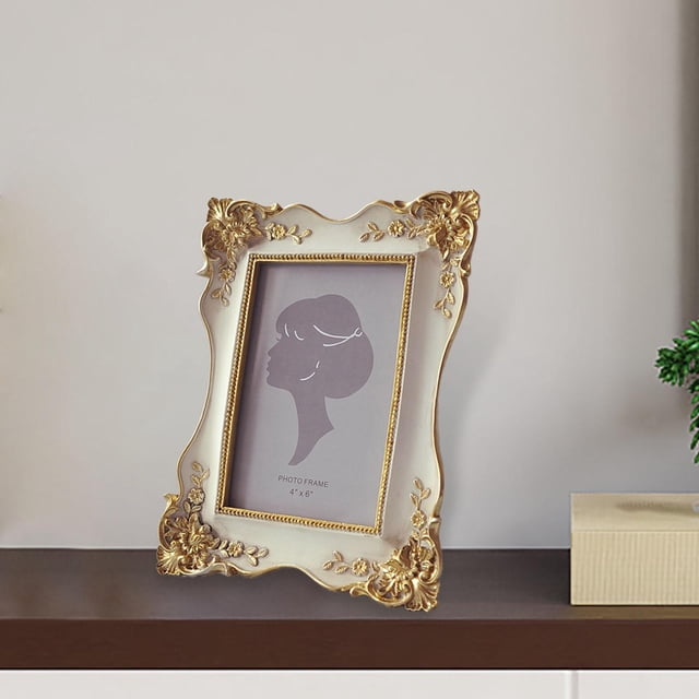 exhibición de fotos de resina rectangular Marco interno de 3.8x5.4 pulgadas Más de exhibir Adorno Decoración de , Blanco Colco Marco de fotos retro