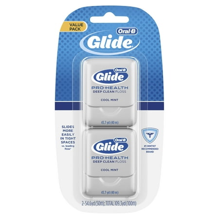 (2 pack) Oral-B Glide Pro-Health Deep Clean Dental Floss, Cool Mint, 40 M, Pack of