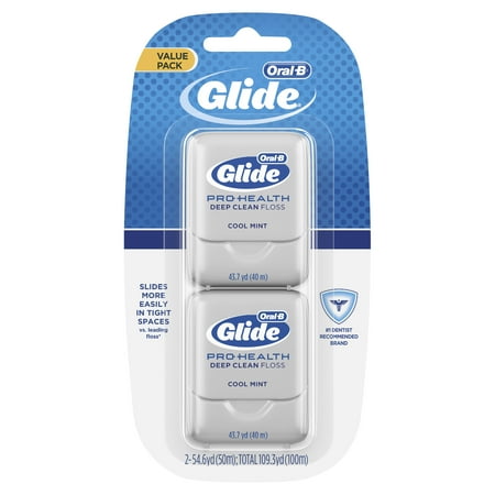 Glide Floss Mint - (2 pack) Oral-B Glide Pro-Health Deep Clean Dental Floss, Cool Mint, 40 M, Pack of 2