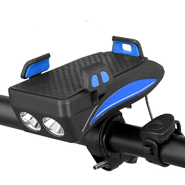 Ip4 Waterproof Bike Light, Usb Rechargeable Bike Front Light Set, 4000mah Power Bank, 4-6.3' Shockproof Phone Holder, 130db Speakerblue)