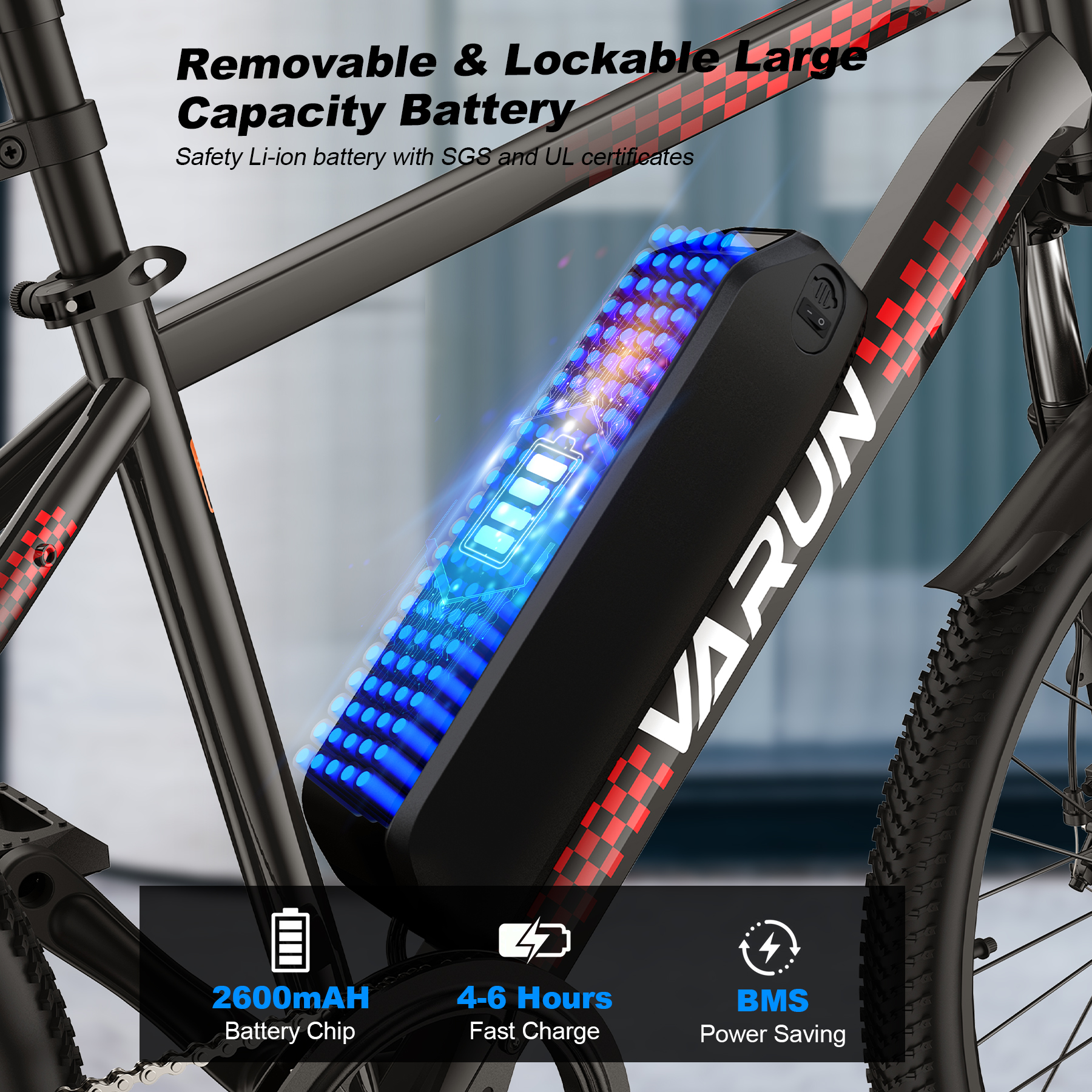 VARUN 24'' Adult E Bike, 350W 20MPH Electric Mountain bike with 36V7.8AH Removable Battery with Fork Suspension and Dual Disc Brakes