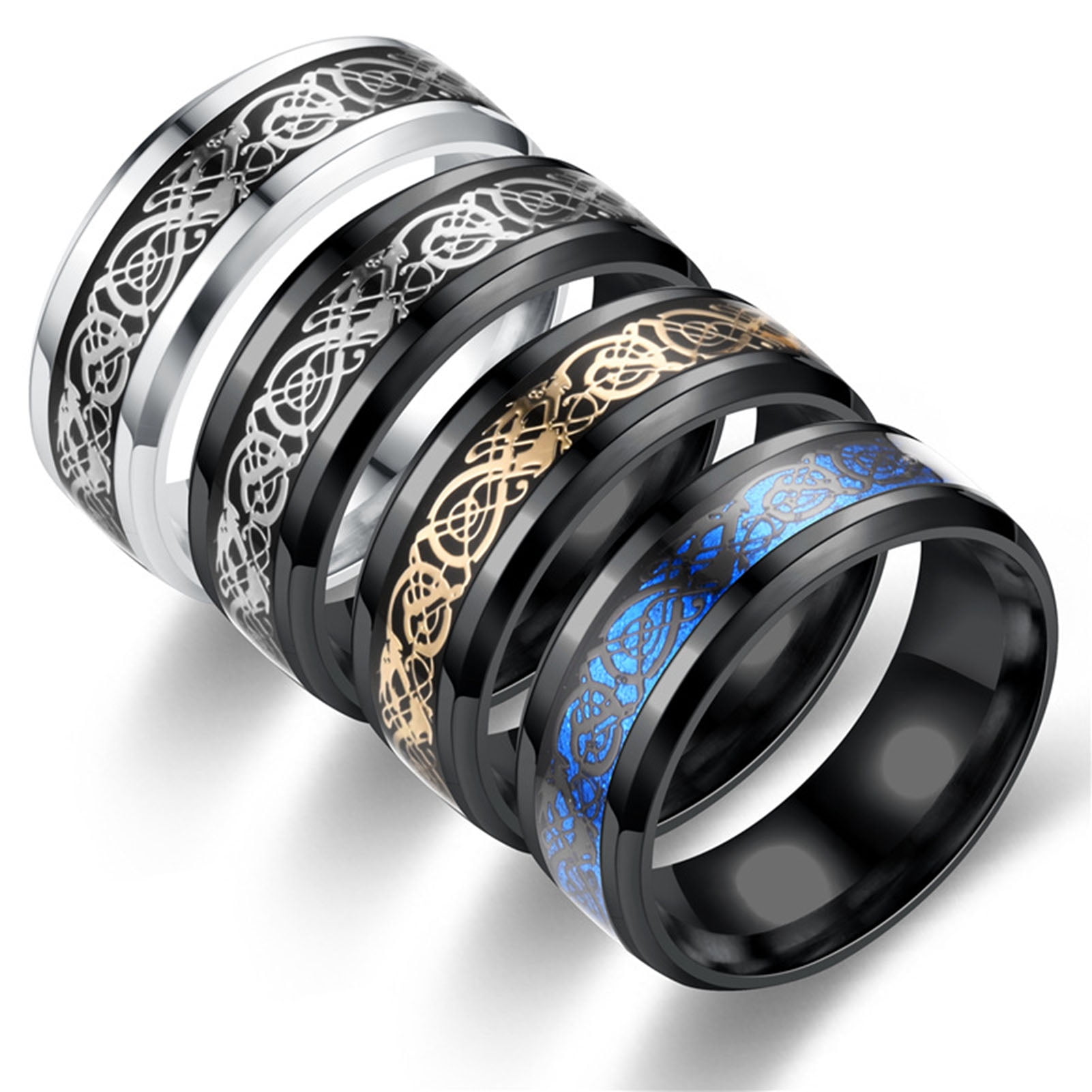 Besufy Simple Men Luminous Dragon Pattern Glowing Ring Jewelry Accessory Walmart Com Walmart Com