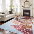 thumbnail image 3 of Area Rug for Living Room, Pink Blue Christmas Non-Slip Indoor Large Carpet for Bedroom/Dining Room, Xmas Farmhouse Snowflake Tree Cute Washable Low-Profile Rectangle Floor Runner Rugs - 5 x 8 Ft, 3 of 7