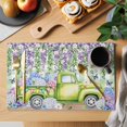 thumbnail image 2 of Blue Purple Floral Placemats Set of 8, Spring Hydrangea Flower Truck Green Plaid Placemats for Dining Table, Place Mats for Kitchen Tabletop, Waterproof Wipeable Dining Table Mats Set, 2 of 9