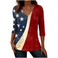 thumbnail image 2 of JTZGDY 4th of July Tops for Women Fashion USA Flag Printed Summer 3/4 Sleeve V Neck Graphic Tunic Blouse Loose Fit Casual Holiday Patriotic Shirts Red#05 XXXL, 2 of 8