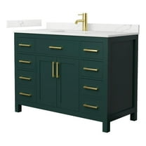 Beckett 48" Green Single Vanity & Giotto Quartz Top (1-Hole) & Gold Trim
