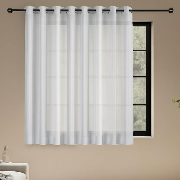Cortina Corta Blanca, Cortina Translucida para Recámara, Perfecta para Filtrar la Luz y Decorar con Elegancia, 1 Panel