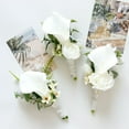thumbnail image 5 of White Corsage Wrist Flower Set,  Artificial Hand Flower, Bridesmaids Wrist Flower, Men Boutonniere for Wedding Supplies, Homecoming (Style 4), 5 of 7