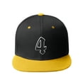 thumbnail image 2 of Daxton Classic Snapback Old English A to Z Numbers Initials Flat Bill Visor Cap-Black Gold Hat, Number 4, 2 of 3