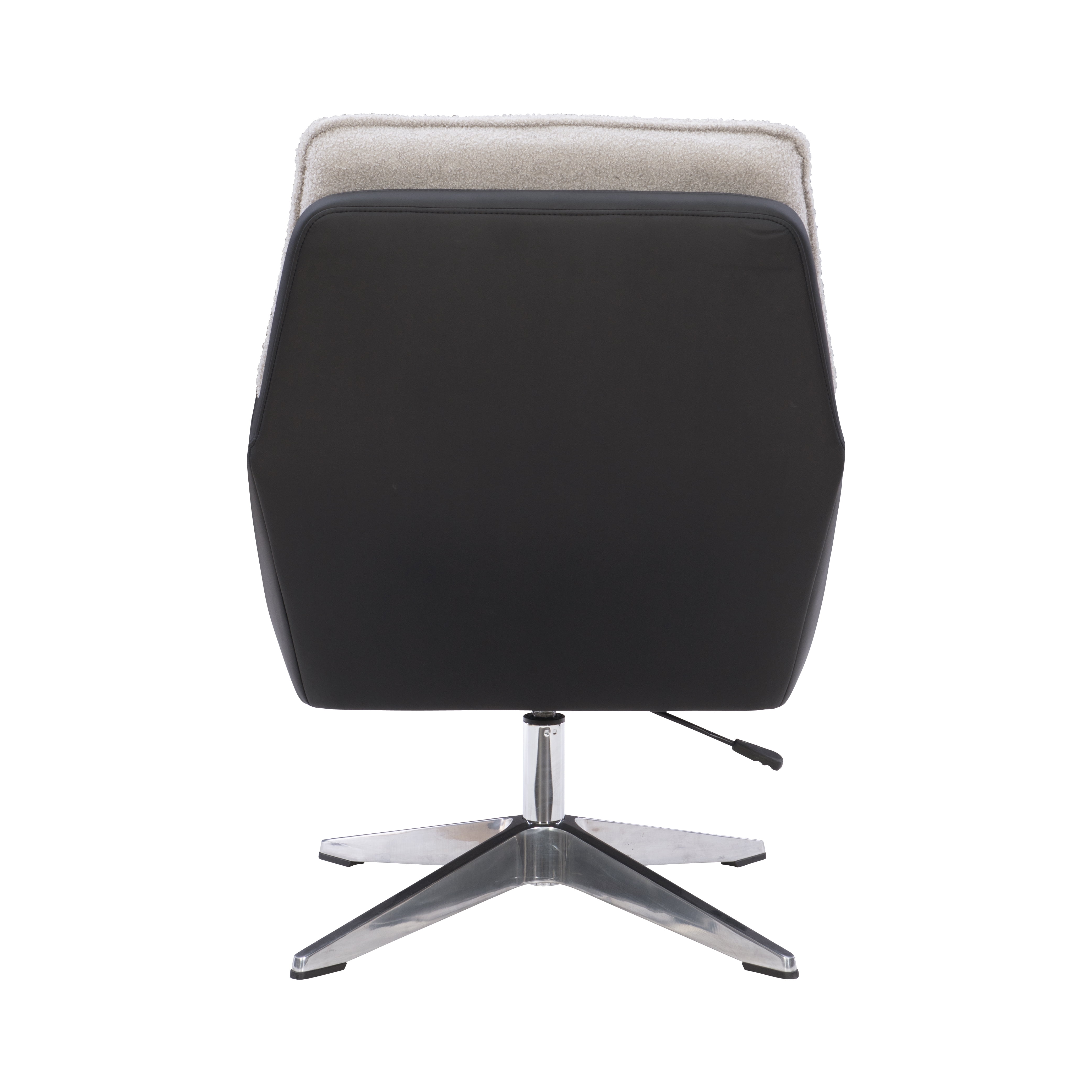 Linon Merle Accent Chair with Swivel, Black Faux Leather and Gray Sherpa