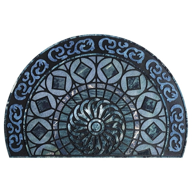 Uscallm Bohemian-Style Semi-Circular Doormat 60x90cm, Crystal Velvet Entryway Floor Mat, Non-Slip Front Door Rug, Bohemian Decor, Waterproof Indoor Outdoor Welcome Mat for Home