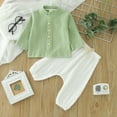thumbnail image 2 of Gerichy Toddler Baby Boy Clothes Fall Winter Outfit, Toddler Boys Girls Long Sleeve Solid Tops Button Up T Shirt Pants Outfits, 2 of 5