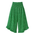 thumbnail image 3 of Womens Palazzo Pants Casual Wide Leg Smocked Elastic Waist High Waisted Wide Leg Lounge Pants Vacation Pants 2026 Summer Cropped Lightweight Casual Pants(Green,L), 3 of 3