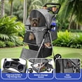 thumbnail image 5 of Uforic 4 Wheels Foldable Pet Strollers with Storage Basket & Cup Holder & Rain Cover  for Small & Medium Dogs & Cats,Gray, 5 of 10