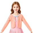 thumbnail image 3 of AUDeals Girls Ribbed Tie Front Cardigan - Long Sleeve Cropped Lightweight Knit Sweater Cover Up for Girls Fall Winter Layering Wear, 3 of 6