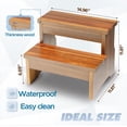 thumbnail image 3 of Wooden Two Step Stool  Heavy Duty 2-step Ladder For Adults & Supports Up To 450lbs Kitchen Bathroom Or Bedside Use (acacia Wood), 3 of 5