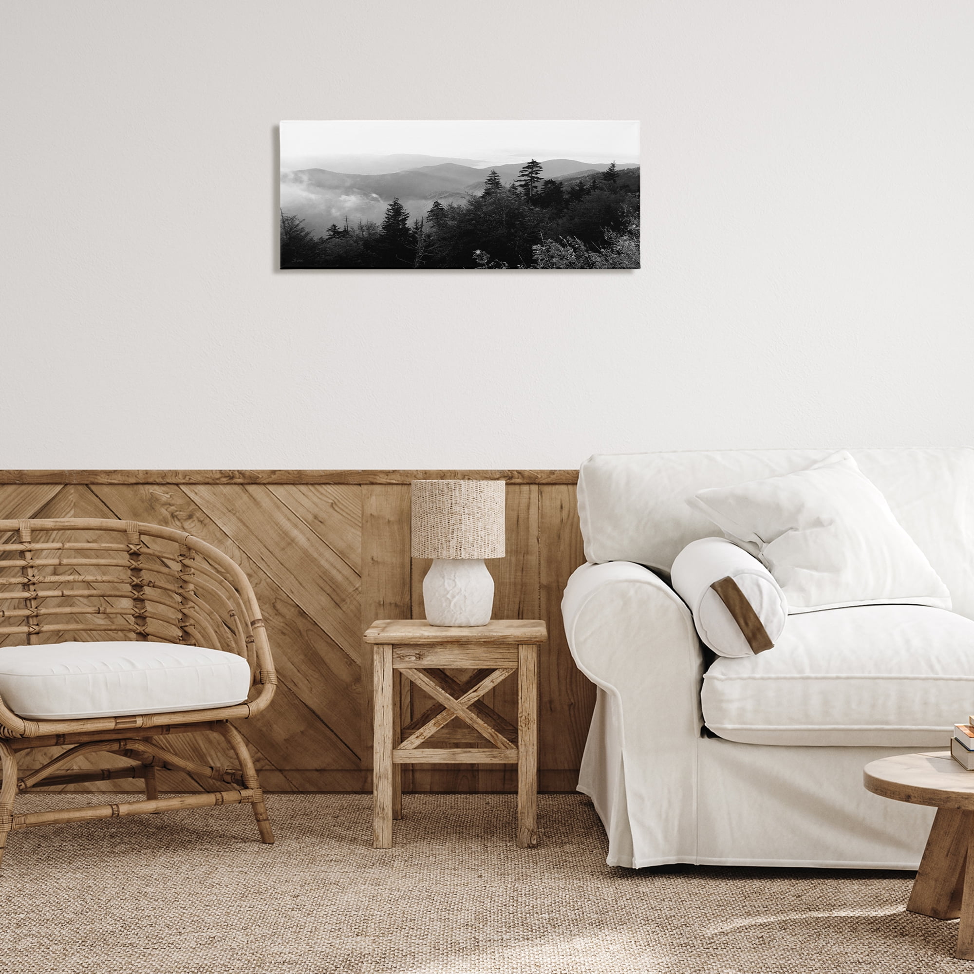 Stupell Industries Mountainous Trees Horizon Landscape & Nature Photography Wrapped Canvas Art Print Wall Art, 30 x 13