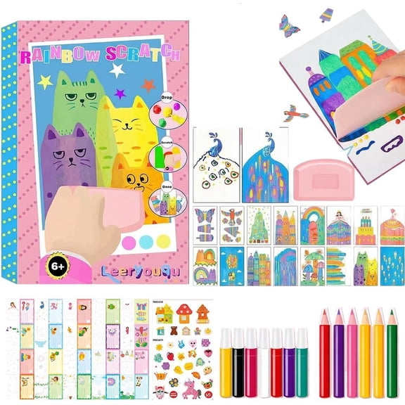 Rainbow Squeeze Art Kit 2026 new magic scratch paper DIY set creates colorful postcards and artwork perfect for kids adults and creative fun at home