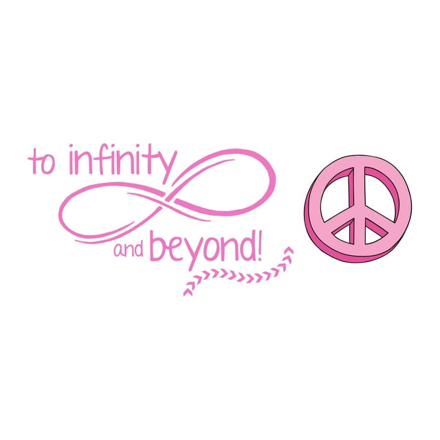 To Infinity And Beyond Peace Sign Girly Love forever Quote Wall Design Wall Art Sticker Designs Vinyl Stickers For Home House Walls Rooms Windows Bedroom Decoration Size (12x12 inch)