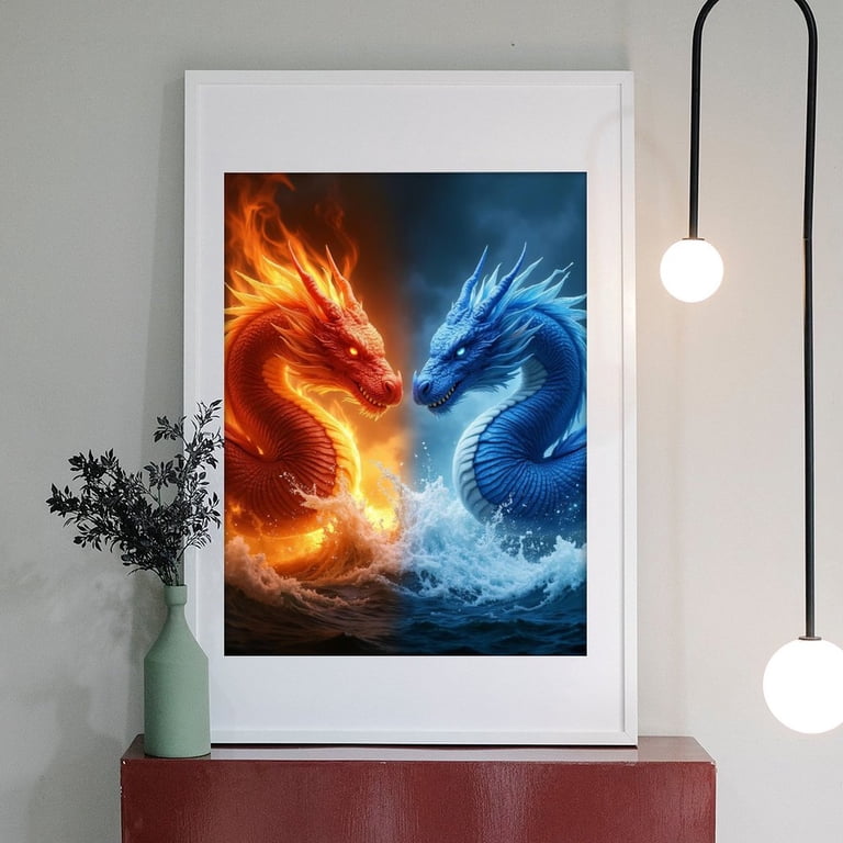 MISCER Dragon Diamond Painting Kit – 5D Full Drill, 12x16 Inch, Round Diamonds With AB Sparkle, DIY Art Decor
