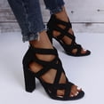 thumbnail image 5 of Juebong Sandals clearance Women's Mid Heels Open Toe Chunky Block Heeled Strappy Ankle Buckle Pump Sandals Summer Platform Wedge Sandals, 5 of 5