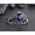 thumbnail image 3 of Dazzlingdaimonds Jewels 2.00 Ctw Round Cut Sapphire & Diamond Wedding Anniversary Engagement Bridal Set Ring 14K Black Gold Plated 925 Sterling Silver 925 Sterling Silver -9, 3 of 4