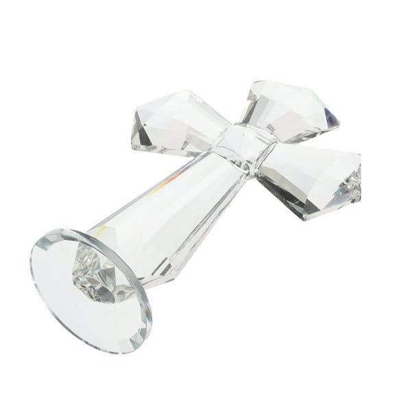 FRCOLOR Crystal Cross Decor Statue for Christian Prayer and Ceremonies Exquisite Glass Craft for Decoration