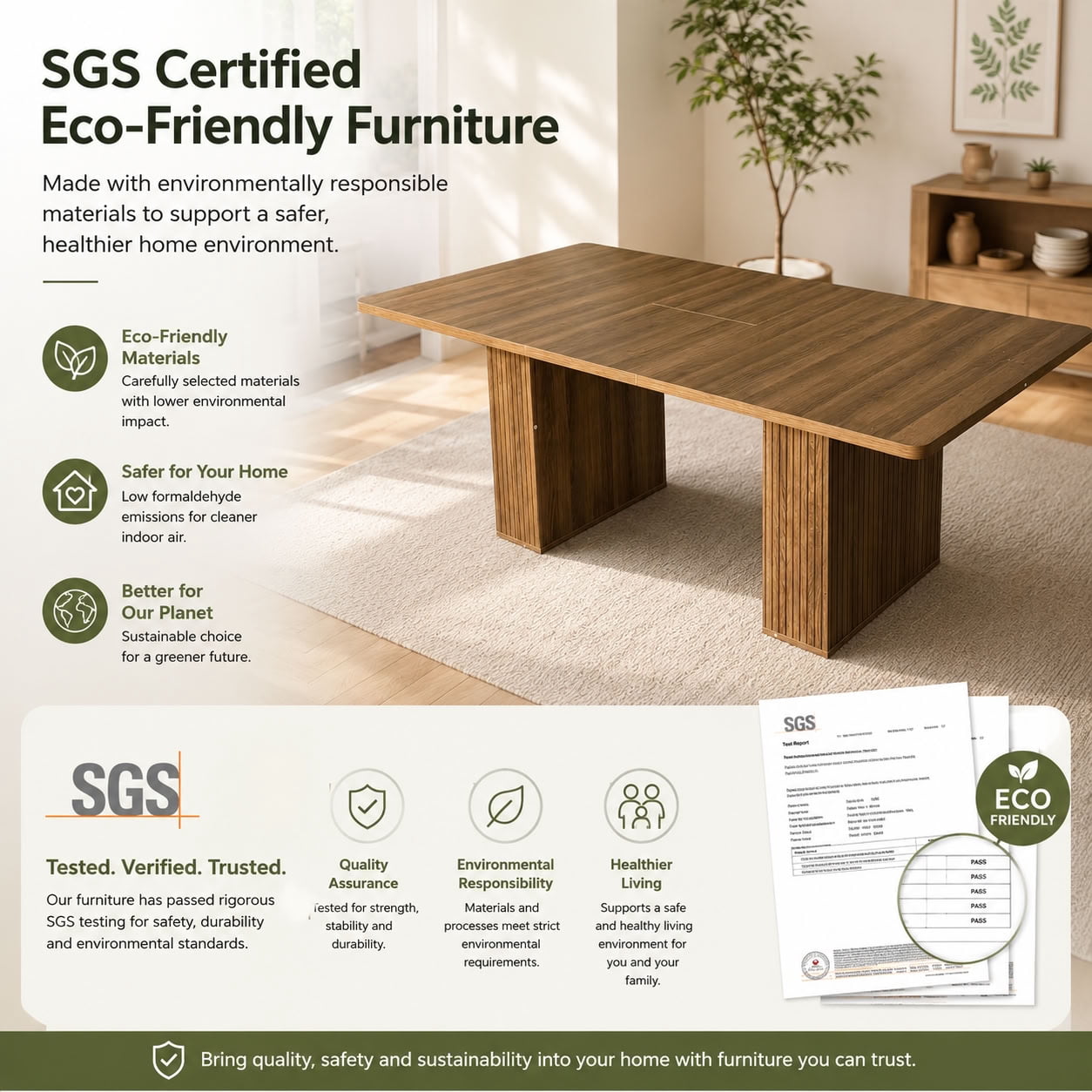 MAYEERTY Extendable Rectangular Dining Table for 6-10, Modern Expandable Kitchen Table with Built-in Storage Cabinet & Hidden Extension Leaf, for Dining Room, Apartment, Kitchen