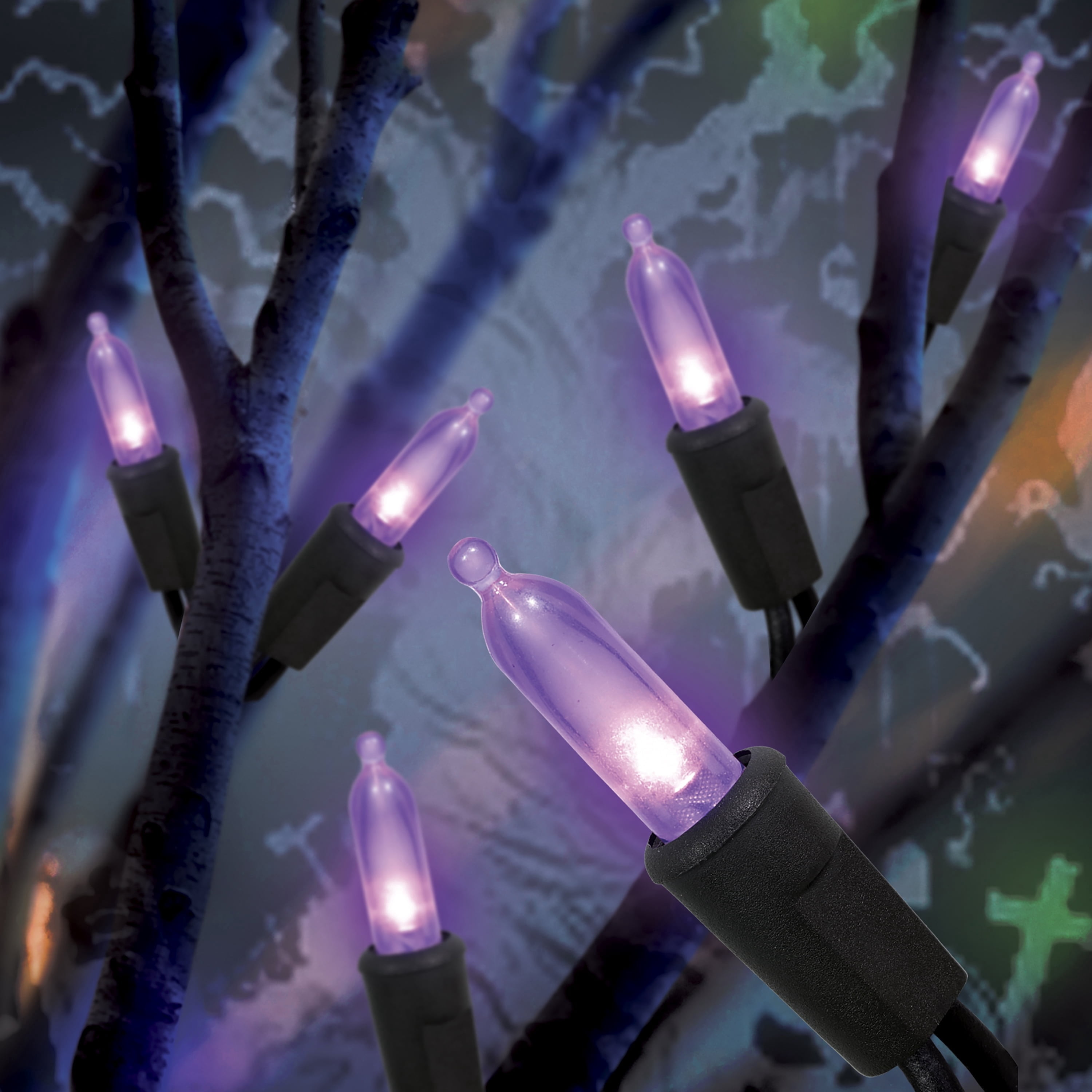 Indoor/Outdoor 50-Count LED Mini String Lights, Purple, 9.5', Halloween by Way To Celebrate