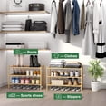 Stackable Plate Rack 3-Tier Shoe Rack for Entryway, Bamboo Wood Shoe Rack, Free Standing ...
