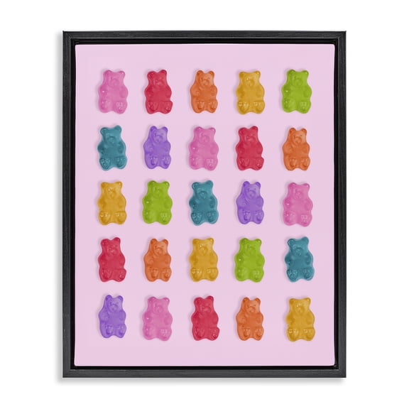 Stupell Industries Pastel Gummies on Pink Black Framed Floater Canvas Wall Art, design by LISH Creative