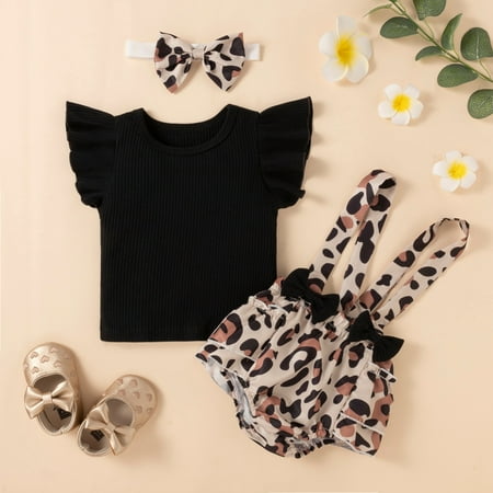 

RPVATI Newborn Infant Baby Toddler Clothes Short Sleeve T Shirts Floral Suspender Shorts 2 Pieces Summer Clothes