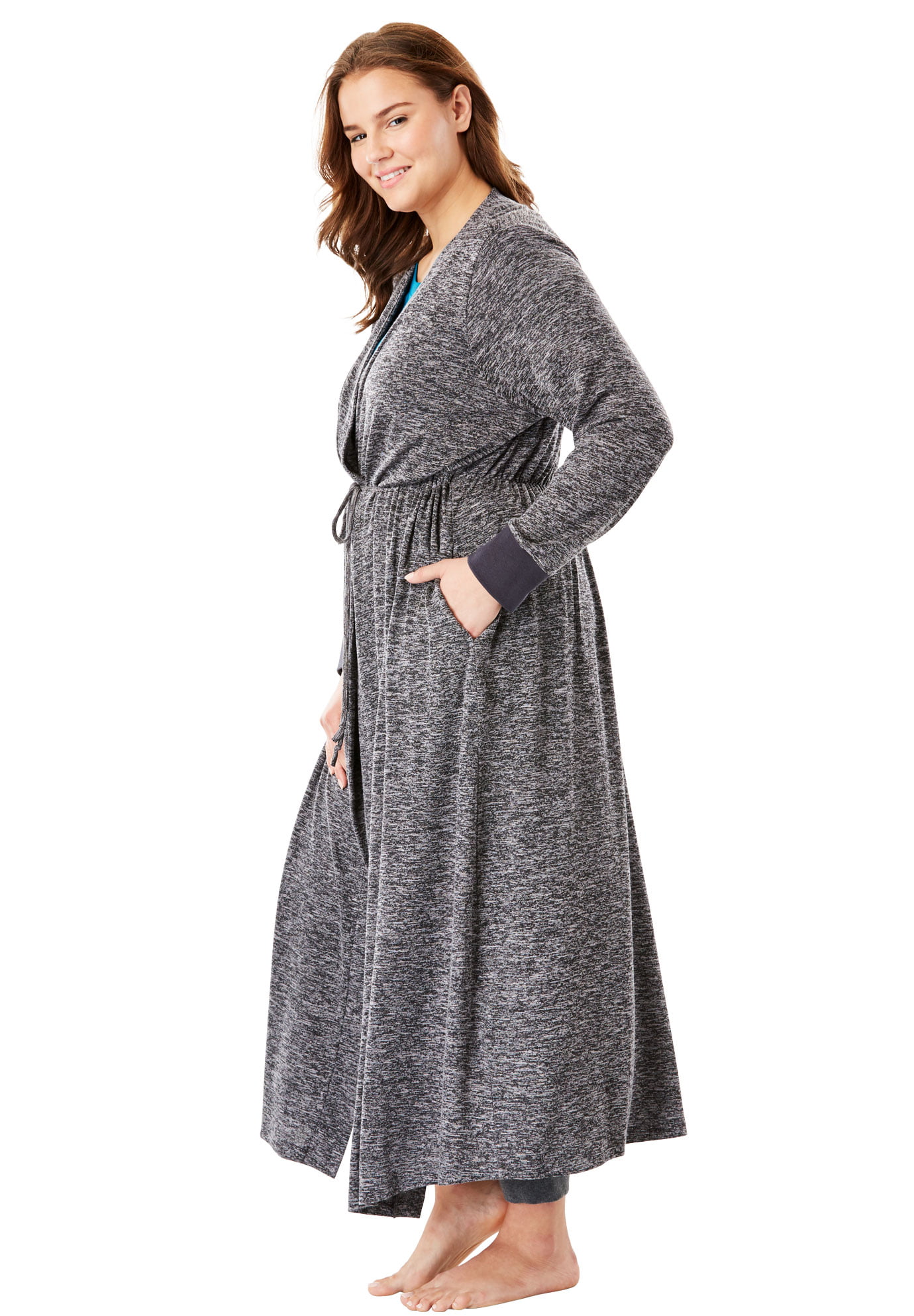 Women's Plus Size Marled Long Duster Robe Dreams & Co 
