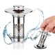 thumbnail image 1 of Bathroom Sink Stopper, Sink Drain Strainer for 1.1-1.45 Inch, Upgraded Pop Up Filter with Basket Hair Catcher 1pc Silver, 1 of 4