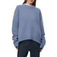 thumbnail image 3 of Women'S Sweater Crew Neck Long Sleeve Pullover Loose Fit Soft Knit Ribbed Hem Fall Winter Outfit Fog Blue One size, 3 of 9