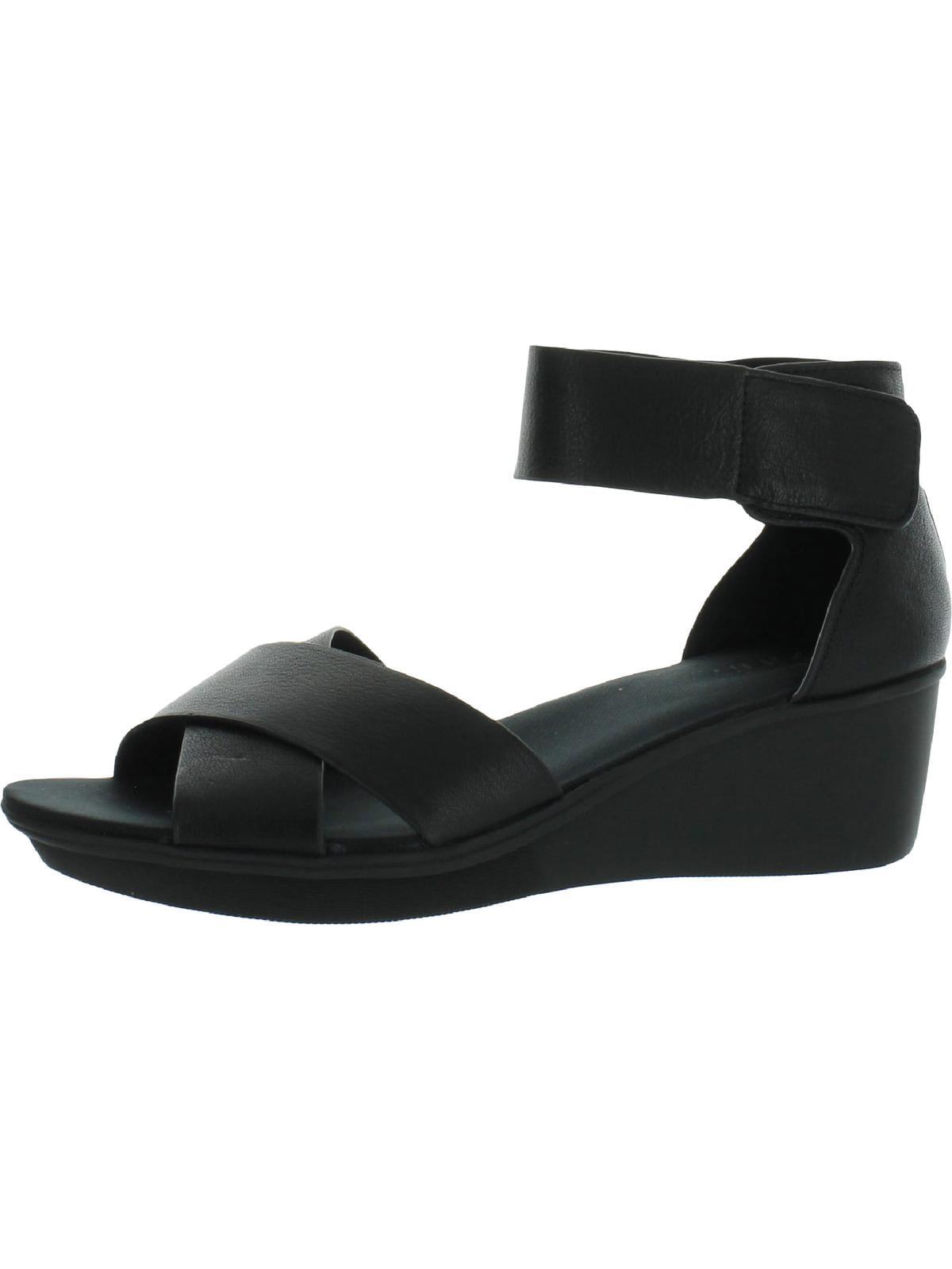 Naturalizer Womens Riviera Leather Ankle Strap Wedge Sandals