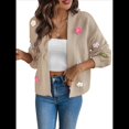 thumbnail image 1 of Suéteres Tipo Cárdigan Cortos para Mujer, Estilo Bohemio, con Bordado Floral de Crochet, de Gran Tamaño, con Frente Abierto, Prendas de Vestir Exteriores. Caqui M, 1 of 8