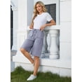 thumbnail image 3 of Fancyglim Bermuda Shorts for Women Summer Casual Loose Comfy Knee Length Drawstring Beach Shorts with Pockets Blue XL, 3 of 9