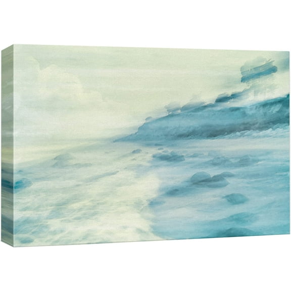 wall26 Canvas Print Wall Art Watercolor Coastal Shoreline Landscape Nature Wilderness Illustrations Realism Rustic Scenic Colorful Multicolor for Living Room, Bedroom, Office - 32"x48"