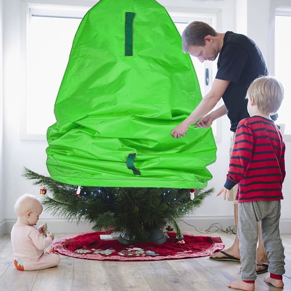 Gytml Upright Christmas Tree Storage Cover, Waterproof Dustproof Tear-Resistant Adjustable Christmas Tree Storage Bag For Assembled Tree With Ornaments Green-A