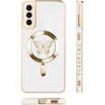 thumbnail image 4 of for Samsung Galaxy S21 Plus Case [Support for Magsafe] Butterfly Cute Pattern Magnetic Plating Screen Protector Luxury Elegant Case Camera Protector Shockproof Corner Back Cover -White, 4 of 12