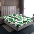 thumbnail image 5 of Equipment Trucks Bed Sheets Queen Excavators Sheet Set 4 Pcs Green White Yellow Sheets Set + Deep Pocket Fitted Sheets Car Flat Sheet Construction Tractor Vehicles Decor 2 Pillow Cases, 5 of 7