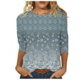 thumbnail image 1 of Pompotops Mode T-shirt Décontracté à Manches 3/4 Col Rond Confortable pour Femmes en Solde, 1 of 5