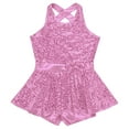 thumbnail image 6 of Alvivi Women’s Ballet Jazz Tap Latin Leotard Dress Sequin Criss Cross Back Unitard Built-in Shorts Pink 16/M, 6 of 7