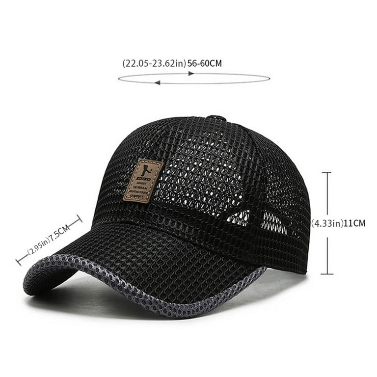 Tsondianz Summer Men and Women Mesh Baseball Cap Outdoor Breathable Caps Casual Hat for Travel, Men's, Size: One size, Black