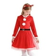 thumbnail image 3 of XFHLMJFF Girls Dresses Christmas Santa Children Shawl Cape Red Colored Long Sleeve Fashion Flowy Dresses Size 110-150, 3 of 7