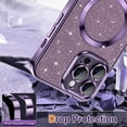 thumbnail image 3 of Étui Protecteur d'Objectif Électroplaqué pour iPhone 15 14 13 12 11 16 Pro Max Plus pour Charge Sans Fil Magsafe Pare-Chocs Pailleté Violet Foncé pour iphone15Promax, 3 of 6