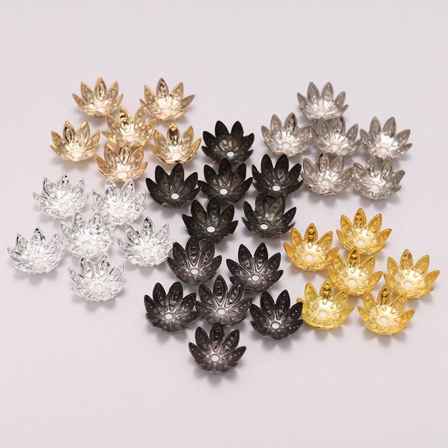 FONDOTIN 500PCS Flower Spacer Beads Jewelry Making Findings Metal Bead Cap Silver Anniversary